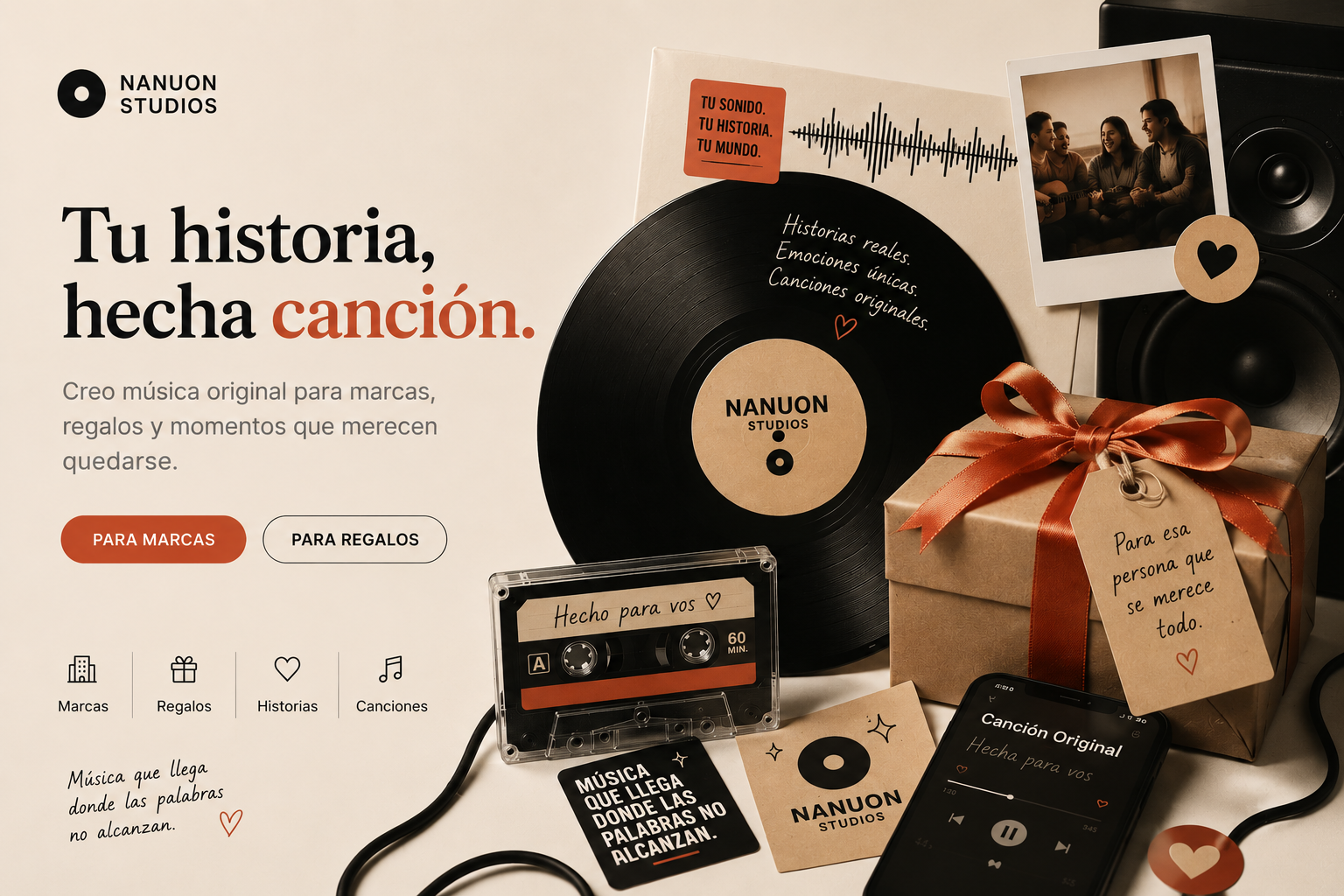 Nanuon Studios — Tu historia, hecha canción. Música original para marcas, regalos y momentos que merecen quedarse.